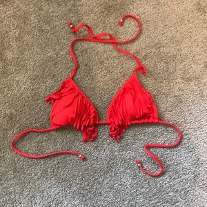 Red fringe bikini top